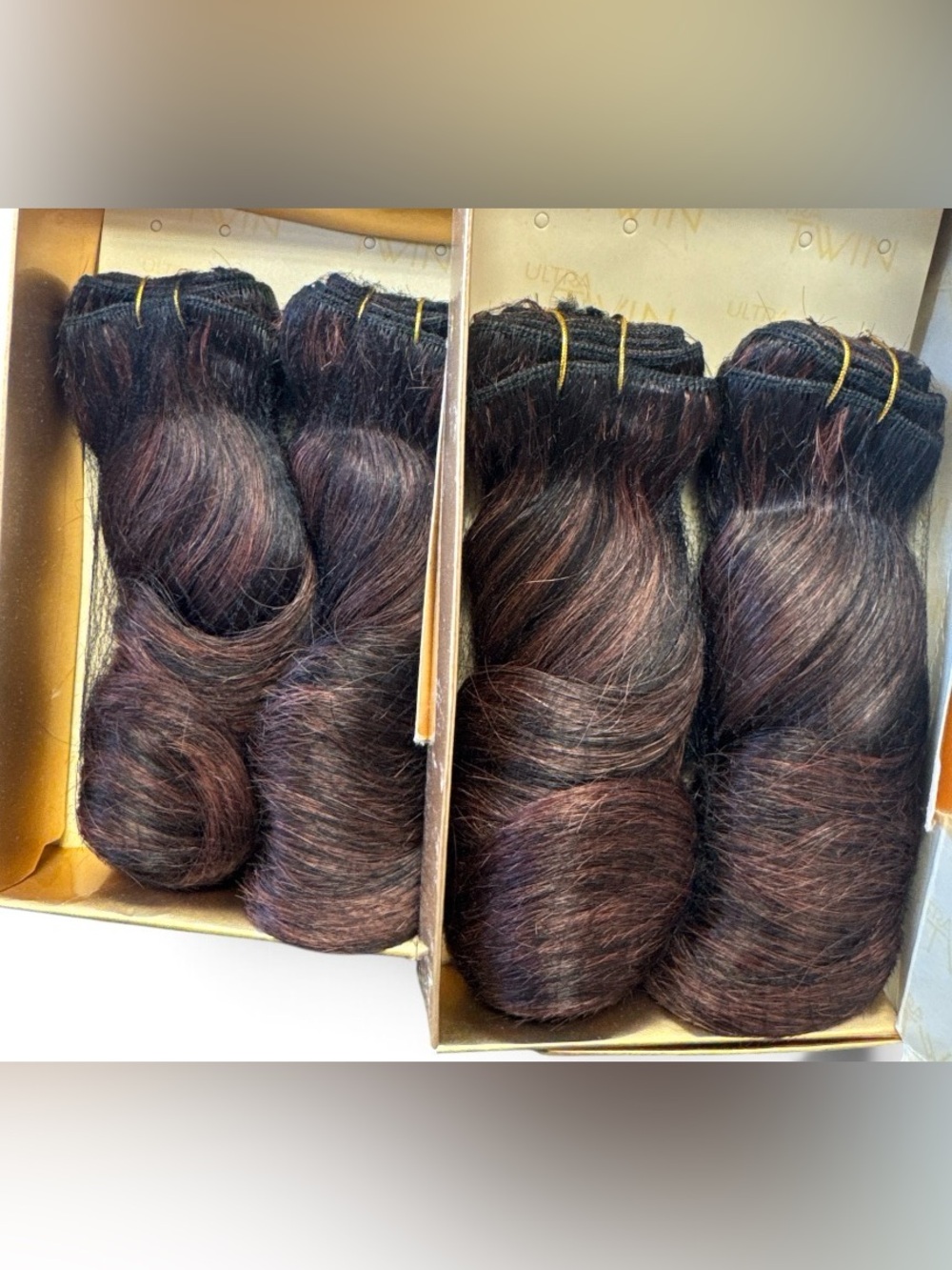 2 packs Zuri Ultra Twin 10" 1B/33 Black/Dark Auburn Hair Extensions
#hair #exten